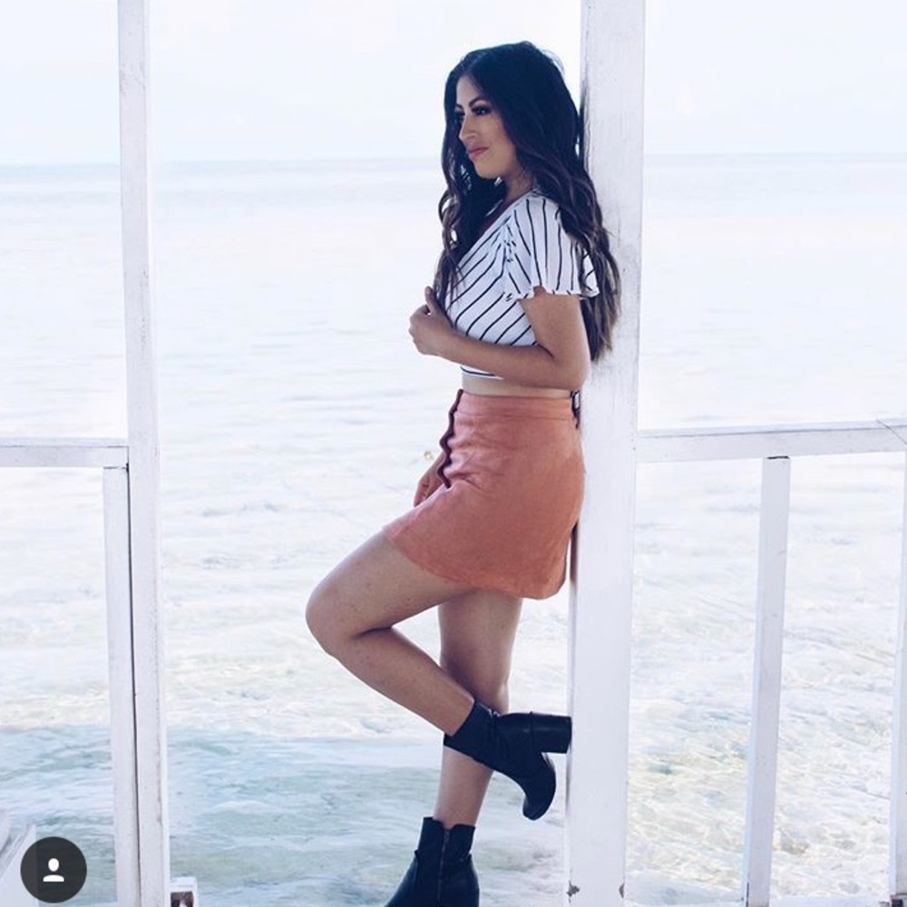 Crop stripe tie back top